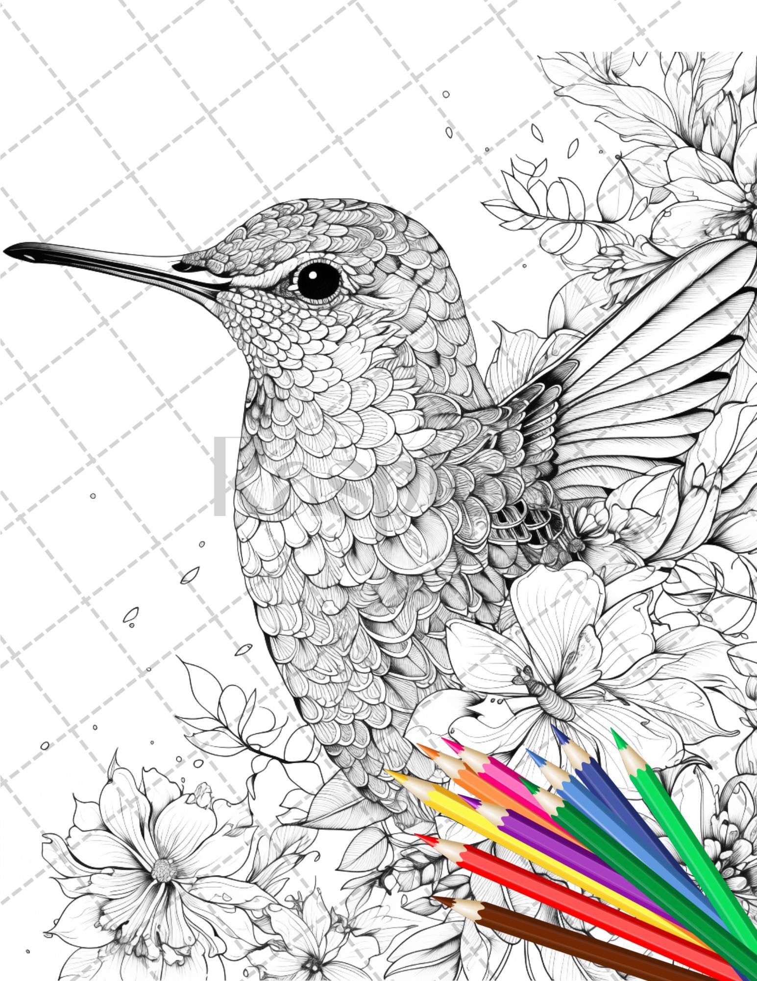 Animal floral printable coloring pages for adults grayscale colori â coloring