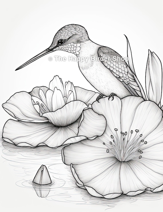 Hummingbird coloring page printable jpg instant download adult coloring bird illustration nature art bird nerd nature gifts