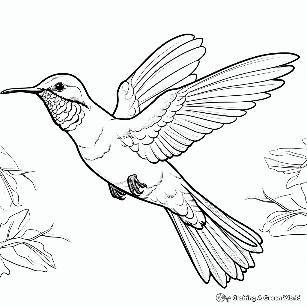 Realistic hummingbird coloring pages