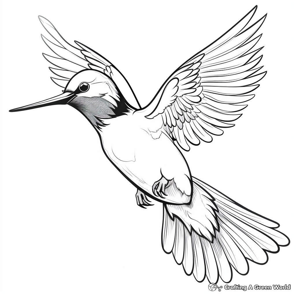 Realistic hummingbird coloring pages