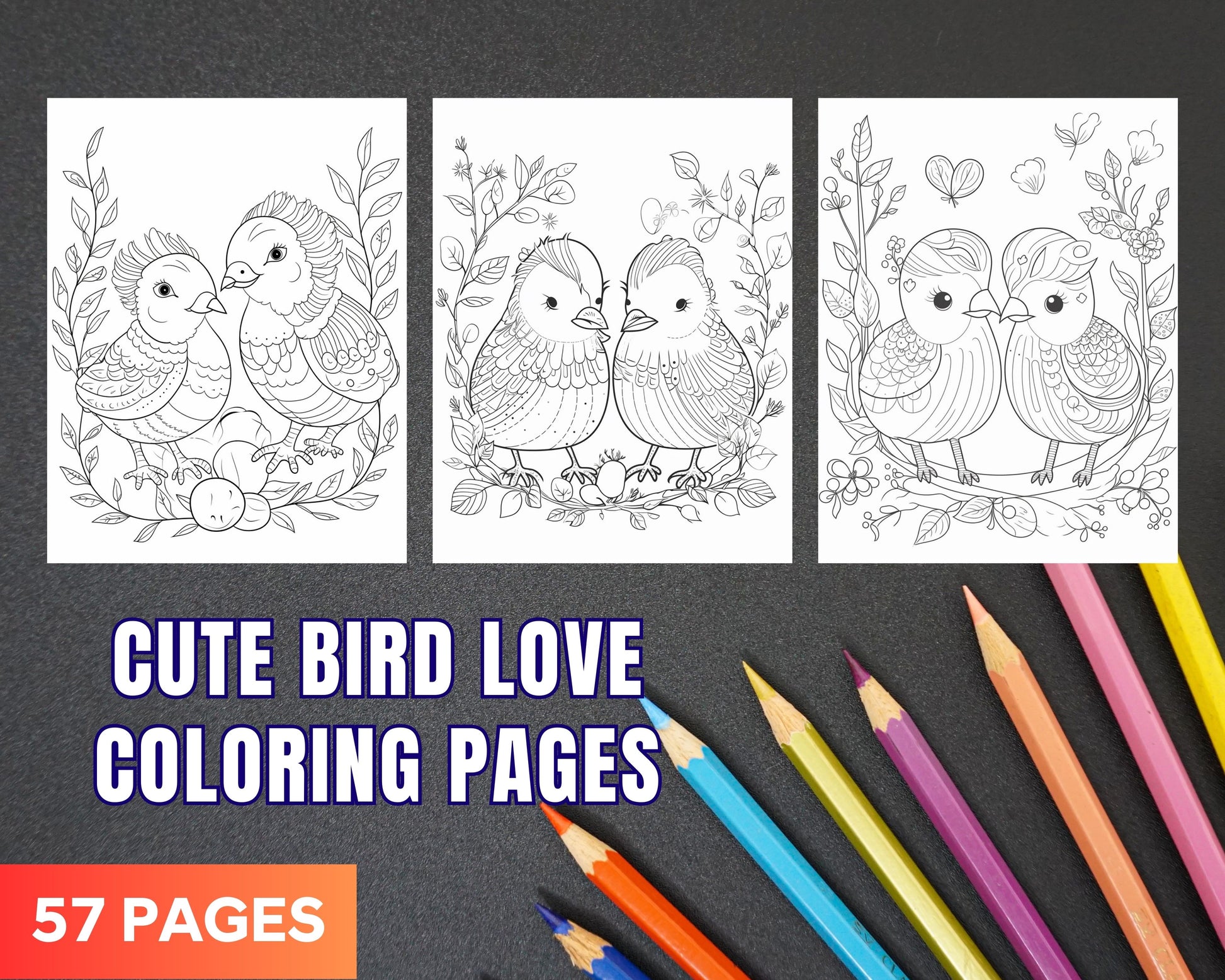 Printable cute bird love coloring pages for adults kids printabl â coloring