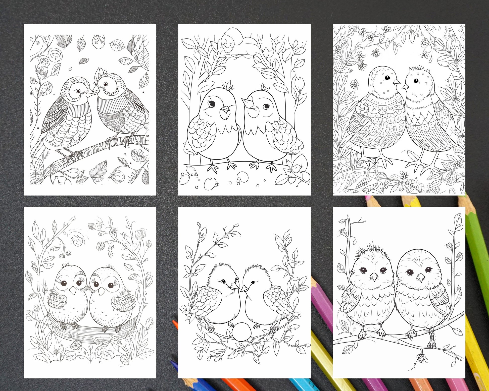 Printable cute bird love coloring pages for adults kids printabl â coloring