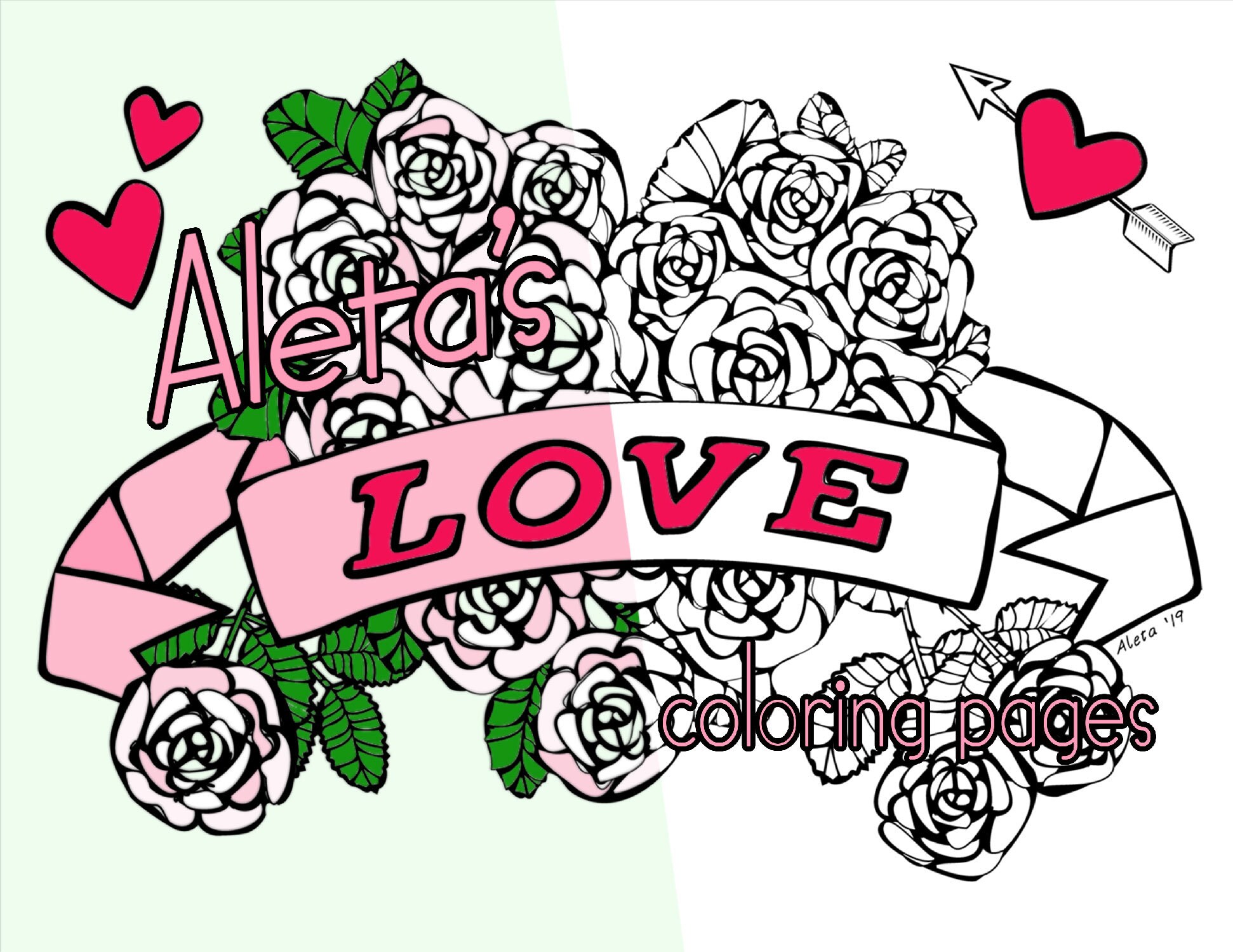 Love collection by aleta five printable coloring pages instant download adult coloring page coloring page party games stress relief