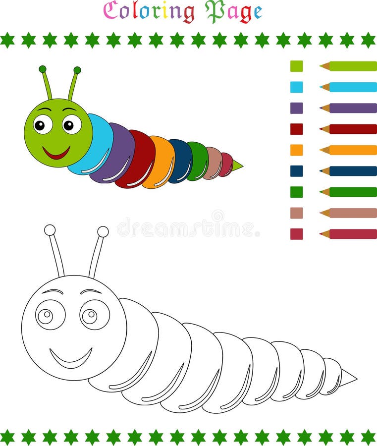 Caterpillar coloring page stock vector illustration of blue