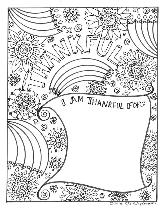 Thankful i am thankful for coloring page printable coloring page downloadable pdf thankful coloring page