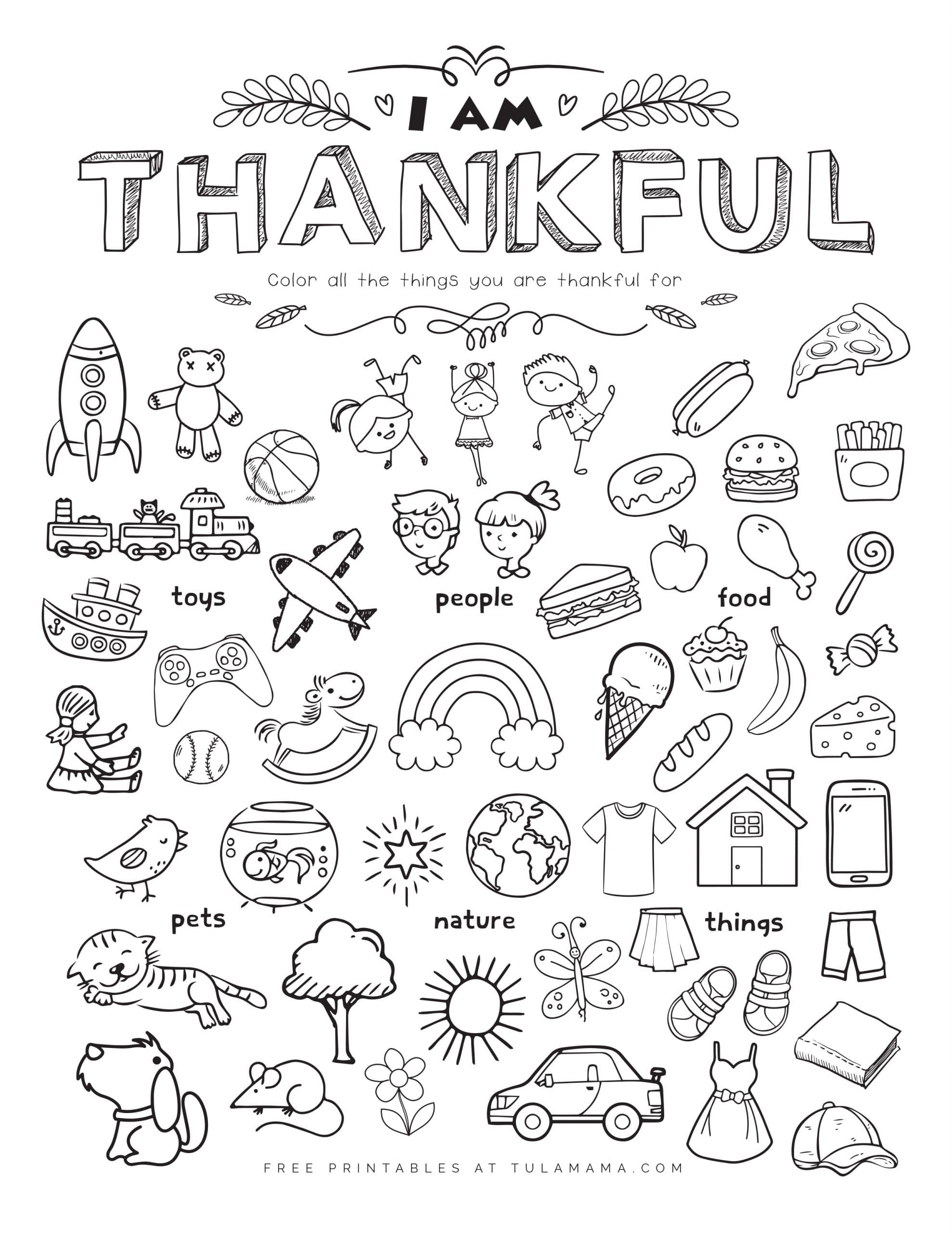 Free printable i am thankful for worksheet