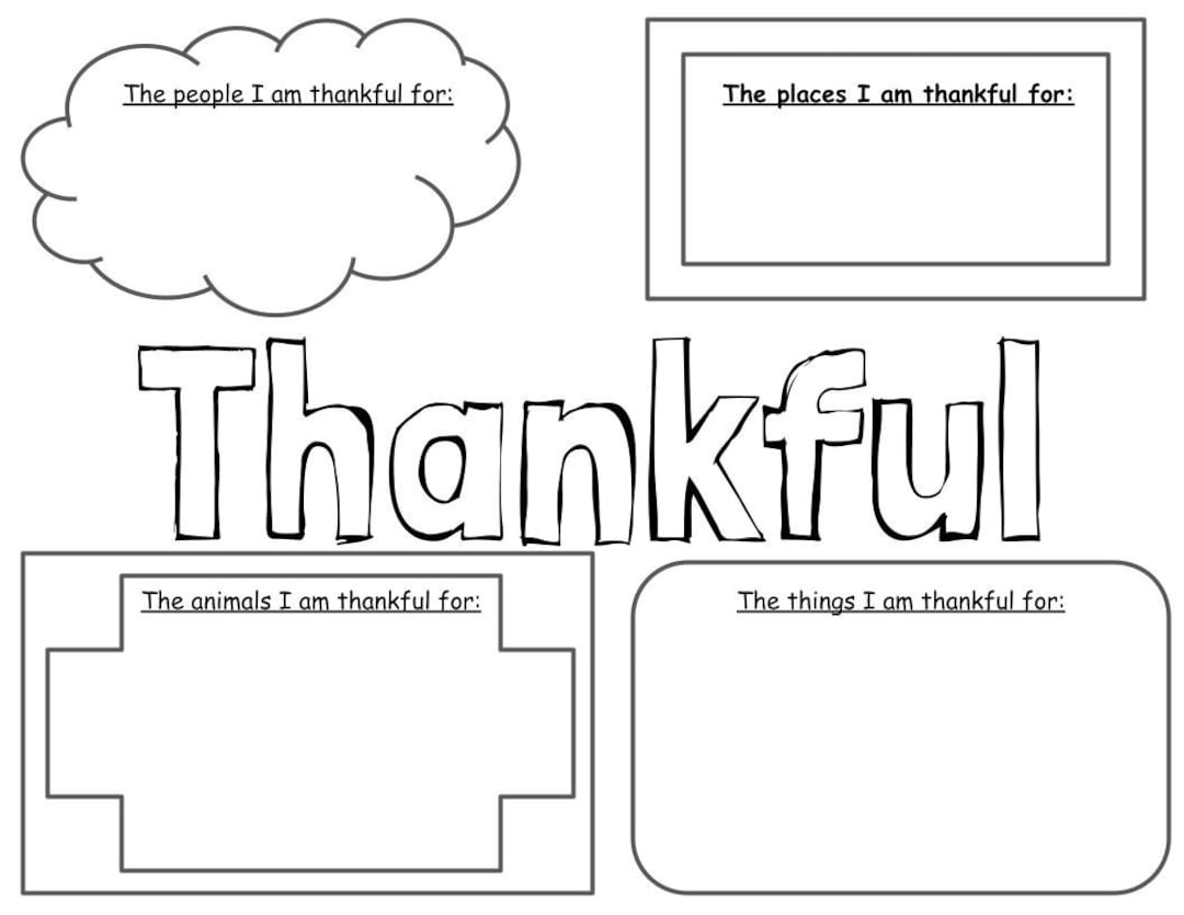 Printable thankful coloring page worksheet digital copy