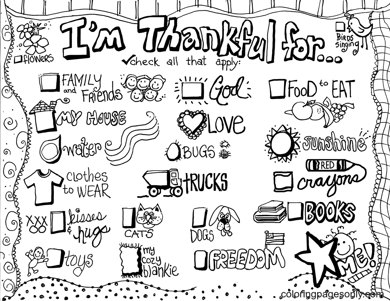 I am thankful for coloring pages printable for free download