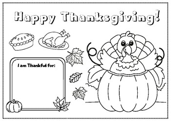 Printable thanksgiving placemat i am thankful for thanksgiving coloring page