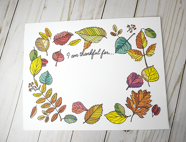 I am thankful for free printable coloring sheet or fully colored poster