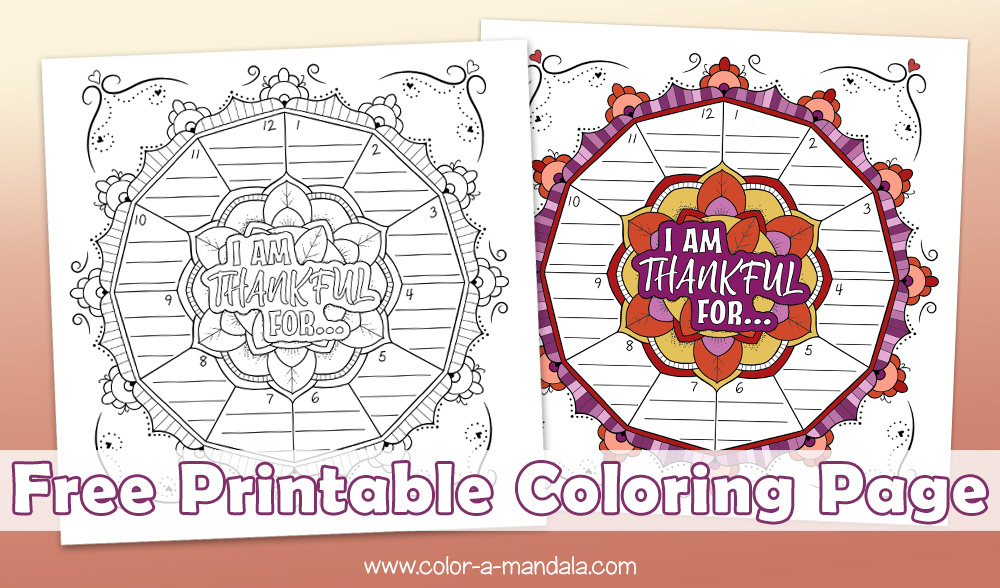 I am thankful coloring page m