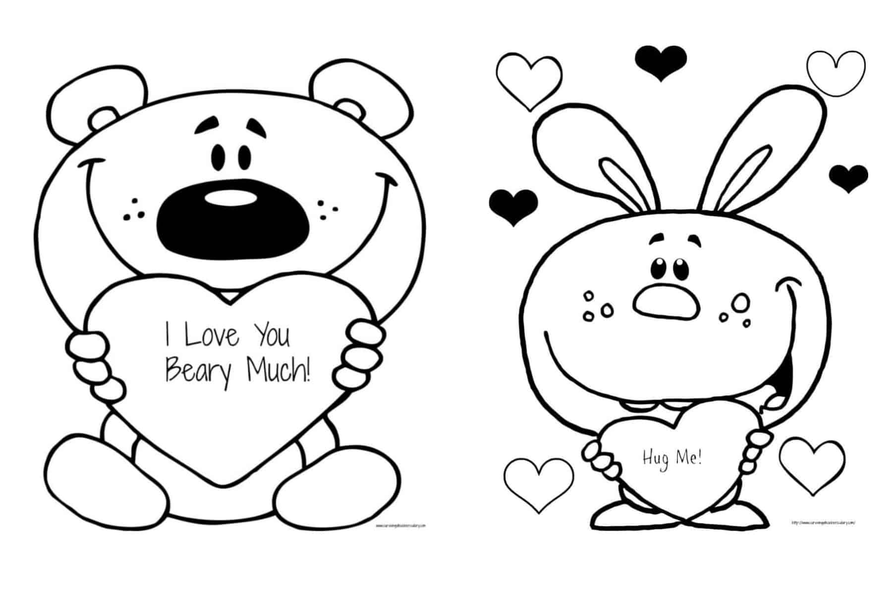 Free valentines i love you beary much coloring page printable