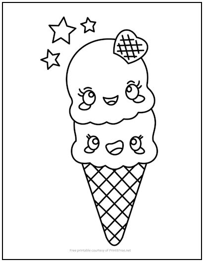 Double ice cream cone coloring page print it free