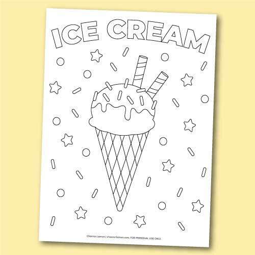 Printable ice cream coloring page