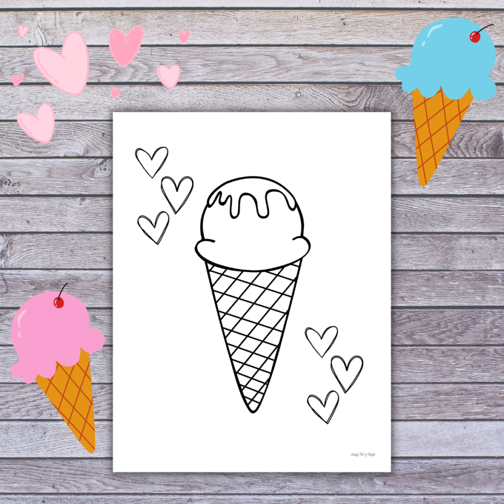 Cute ice cream coloring pages free printable