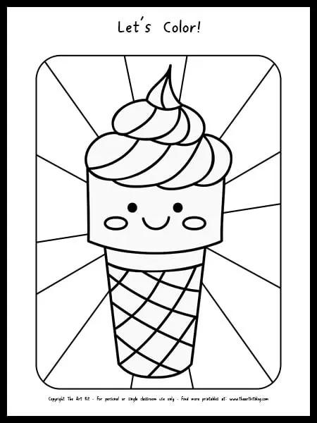 Ice cream cone coloring page free printable â the art kit