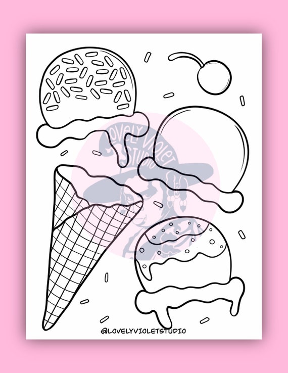 Ice cream cone coloring page digital download printable ice cream paper craft build your own ice cream cone ice cream party diy craft