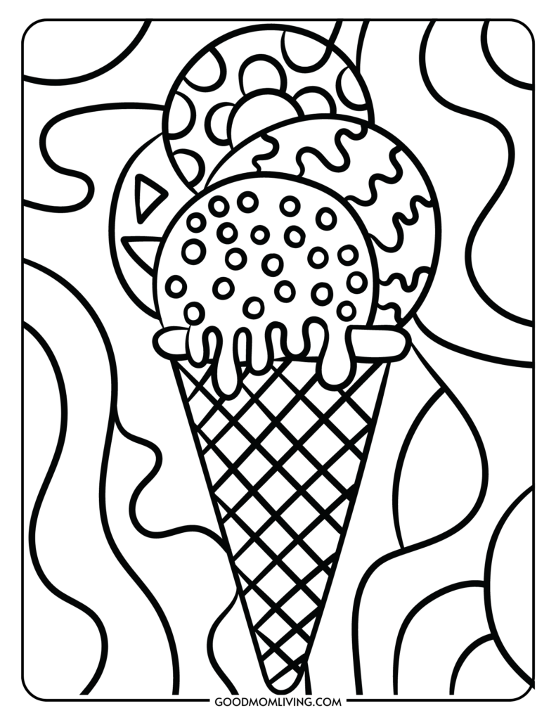 Ice cream coloring pages free for kids and adults