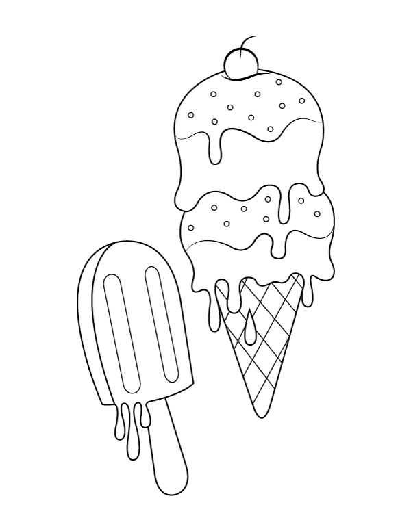 Printable ice cream coloring page