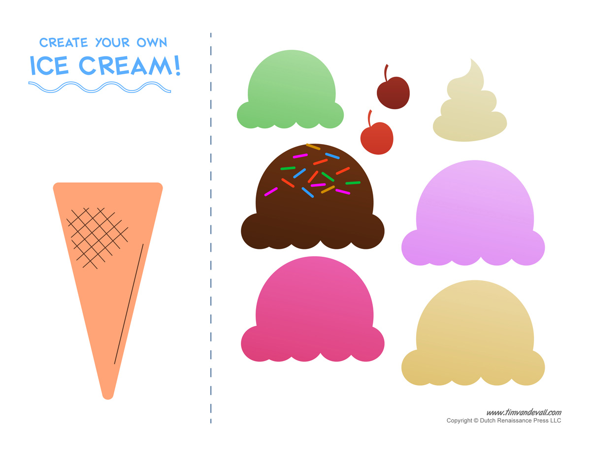 Ice cream templates and coloring pages for an ice cream party â tims printables