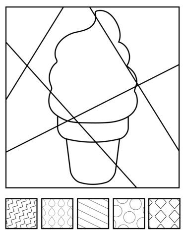 Fill and color ice cream with pop art patterns coloring page free printable coloring pages