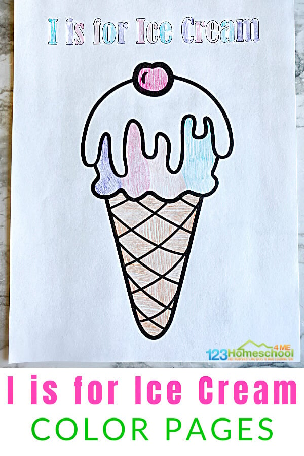 Ð i is for ice cream coloring pages freebie