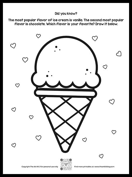 Cute ice cream coloring page fun fact â the art kit