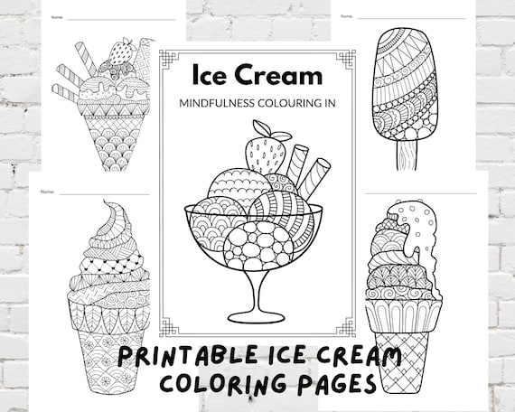 Digital coloring worksheets ice cream coloring book ice cream coloring worksheet for adult and kids instant download pdf