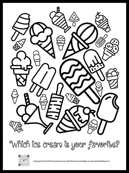 Free printables ice cream coloring pages â the art kit