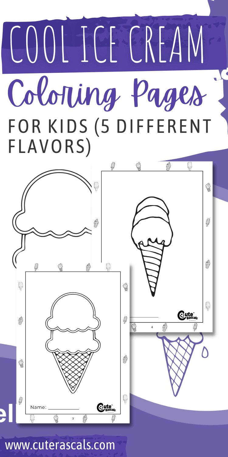 Cool ice cream coloring pages for kids different flavors