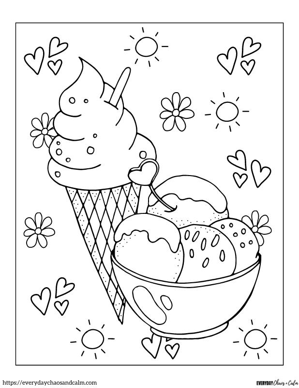 Free ice cream coloring pages for kids