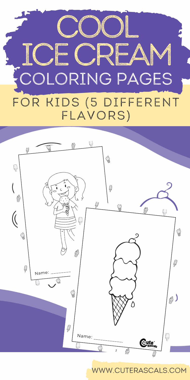 Cool ice cream coloring pages for kids different flavors