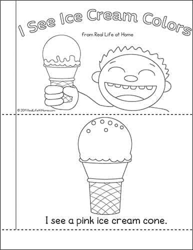 Free ice cream printable colors book for preschool and kindergarten