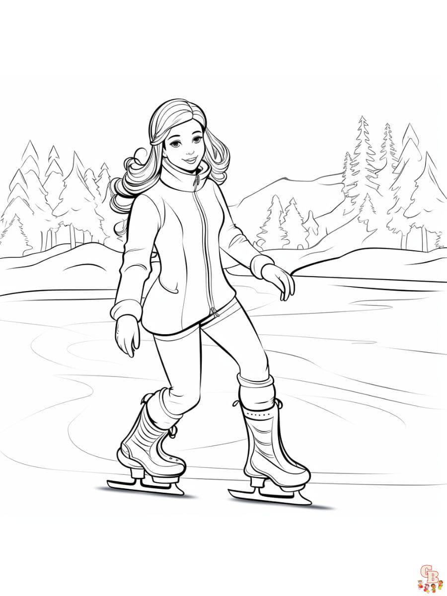 Printable ice skating coloring pages free for kids and adults