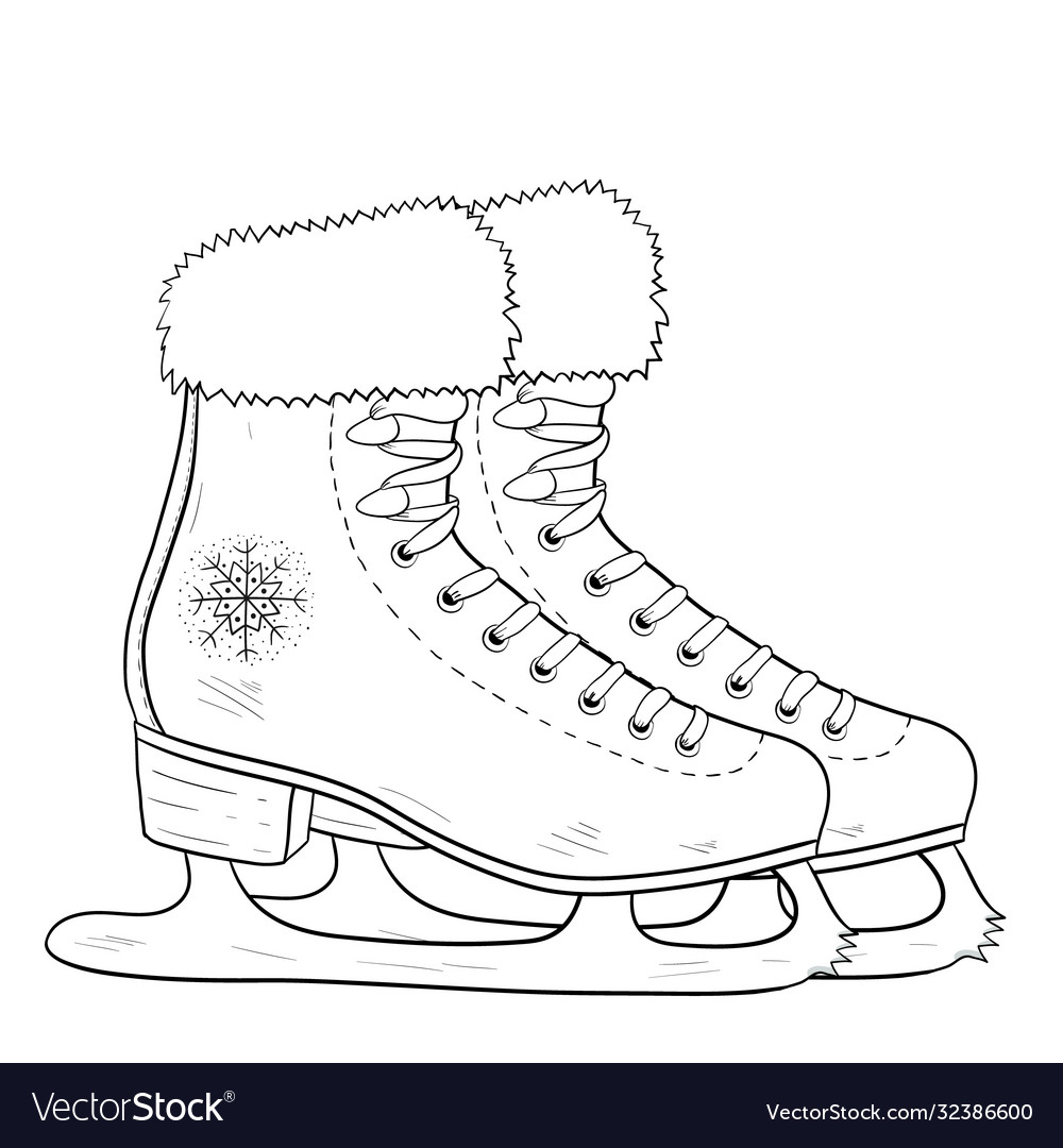 Antique ice skating shoes coloring page royalty free vector