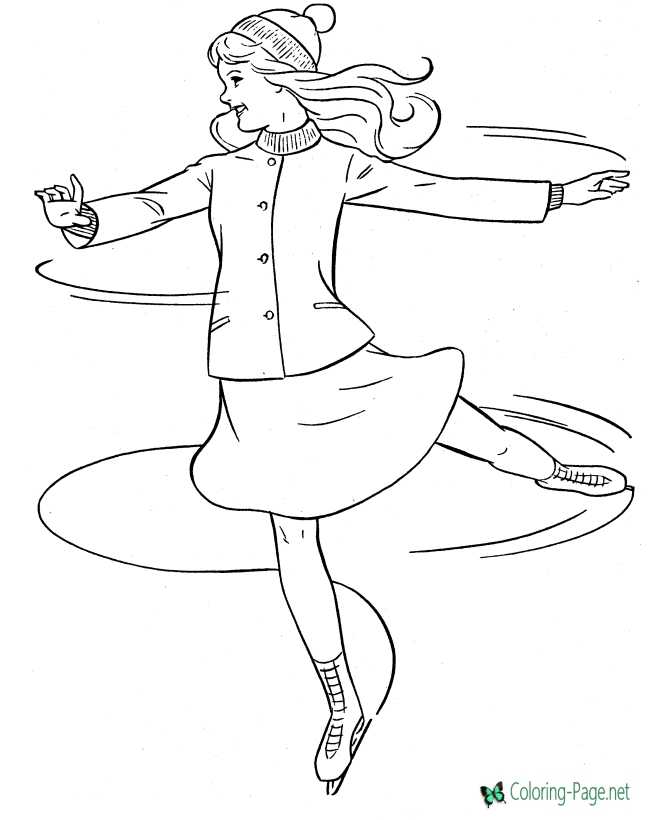Ice skating coloring pages for girls
