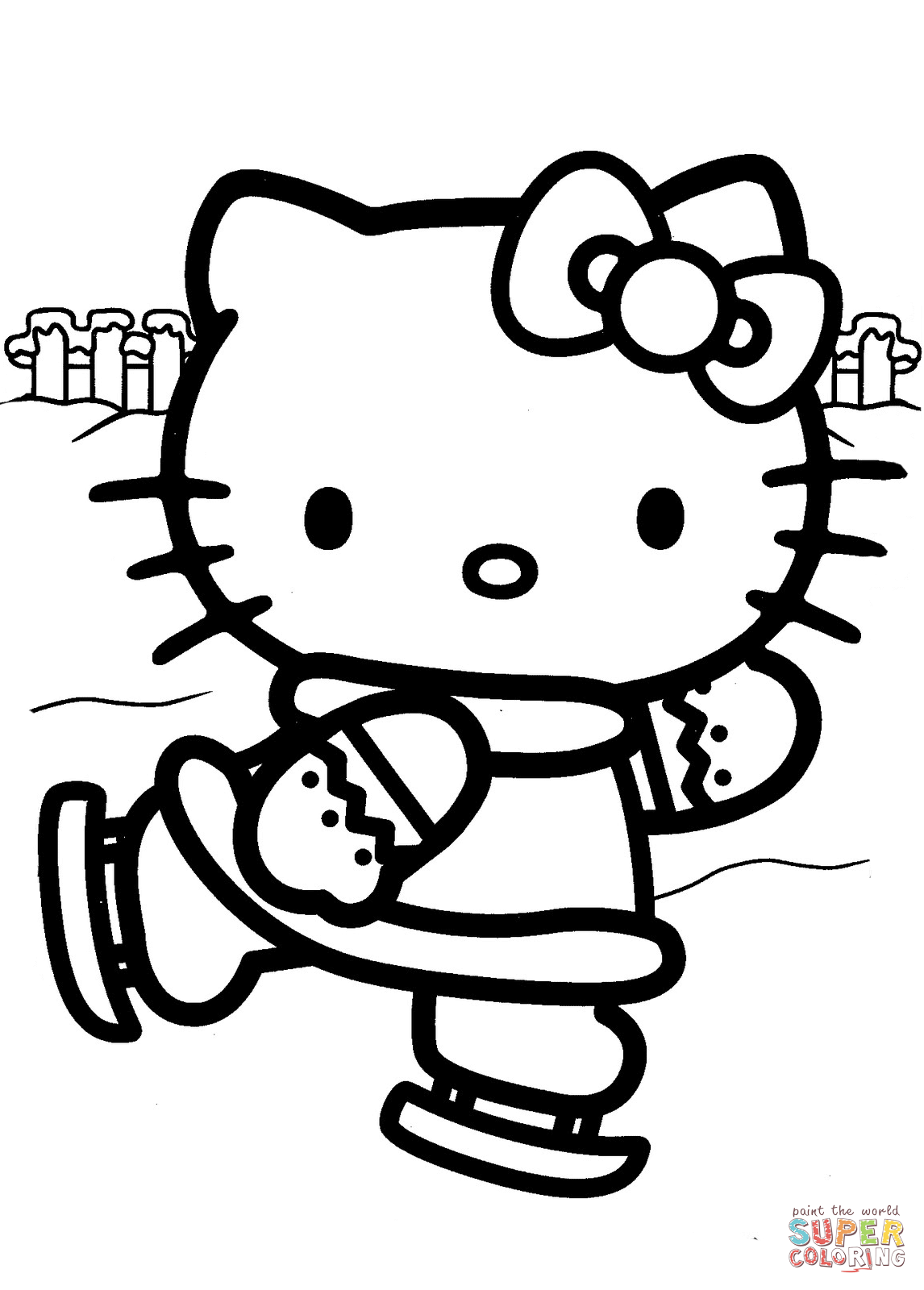 Hello kitty ice skating coloring page free printable coloring pages