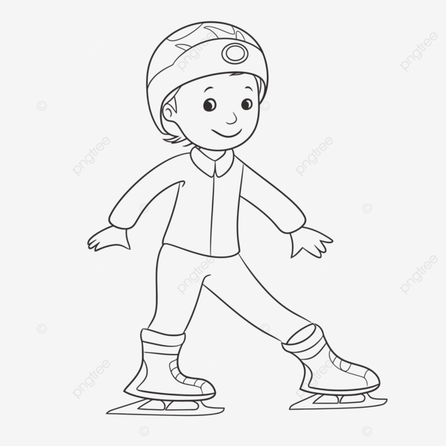 Printable coloring page of a child riding an ice skate outline sketch drawing vector wing drawing ring drawing ice drawing png and vector with transparent background for free download