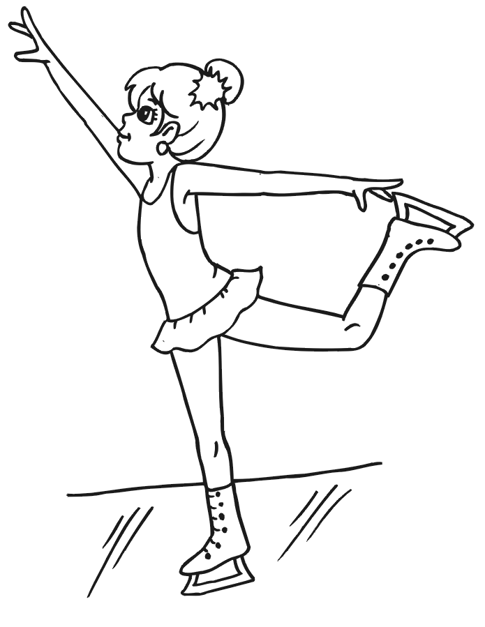 Figure skating coloring page girl holding skate