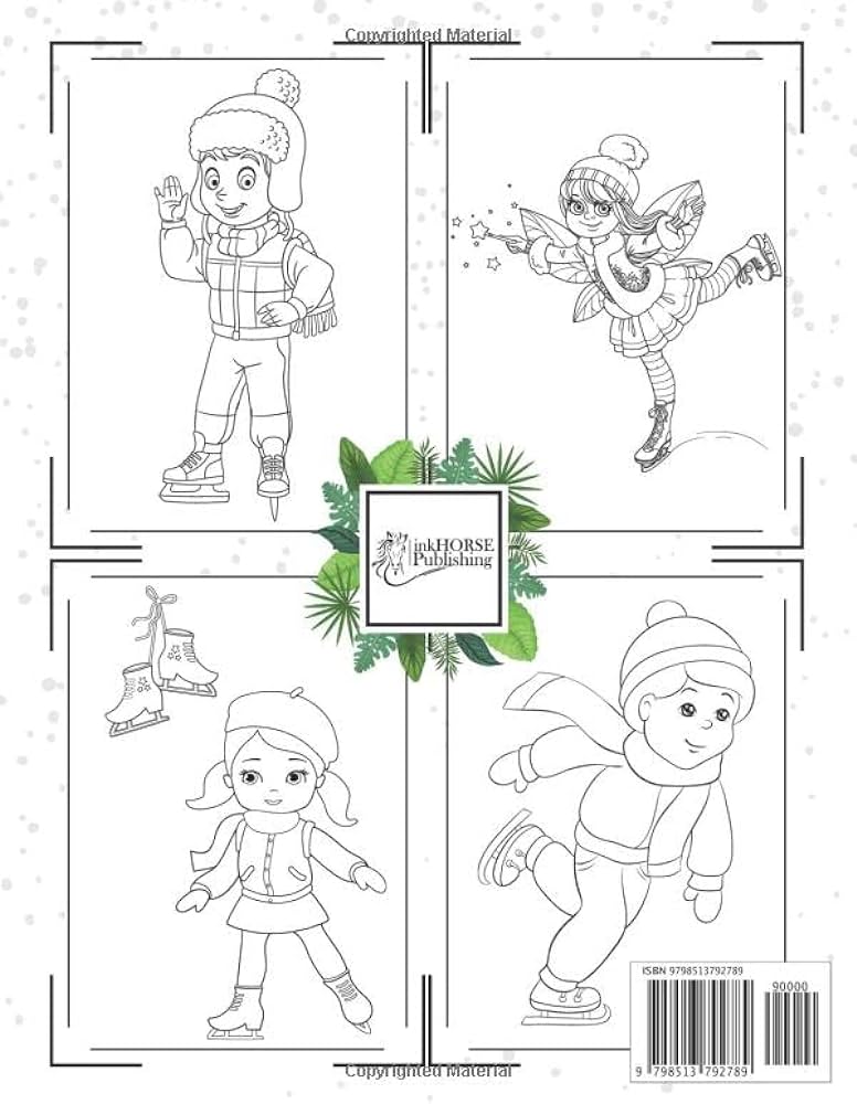 Ice skating coloring book for kids ages
