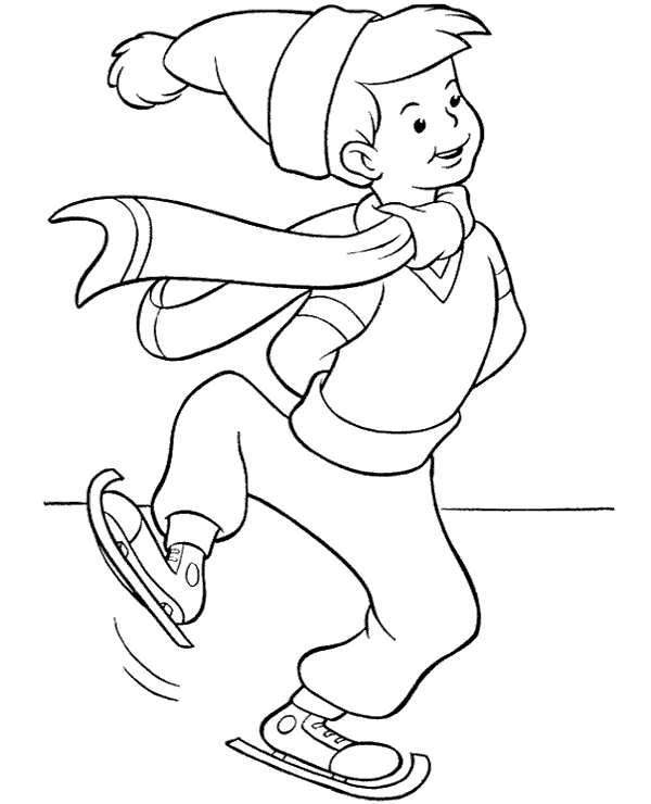 Winter coloring page ice skating