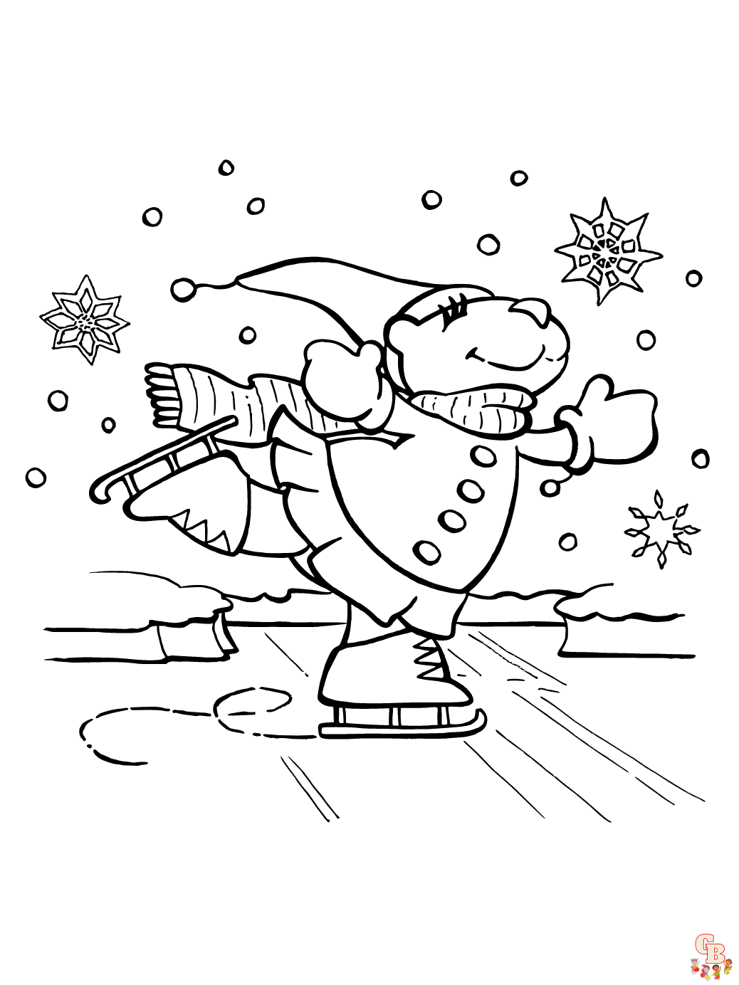 Printable ice skating coloring pages free for kids and adults