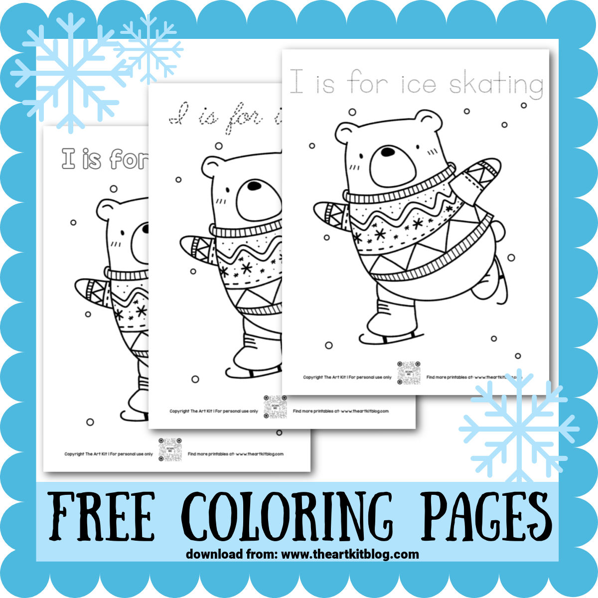 I is for ice skating free coloring pages â the art kit