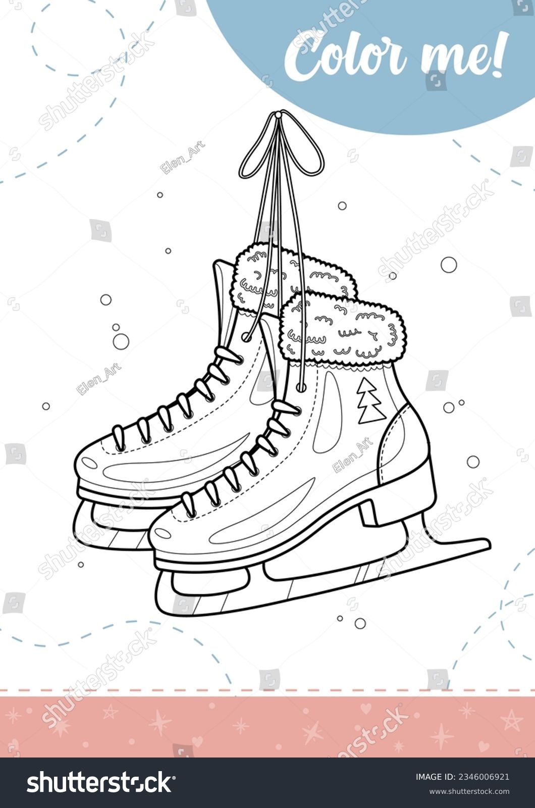 Coloring page kids ice skates a stock vector royalty free
