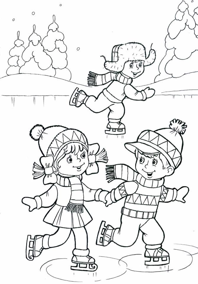 Children ice skating coloring page coloring pag winter printable christmas coloring pag christmas coloring pag