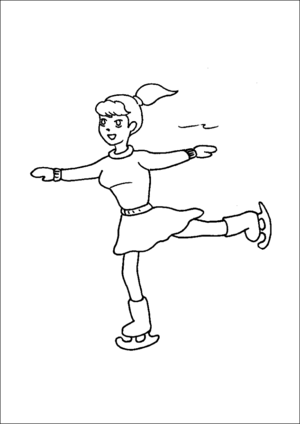 Girl ice skating coloring page