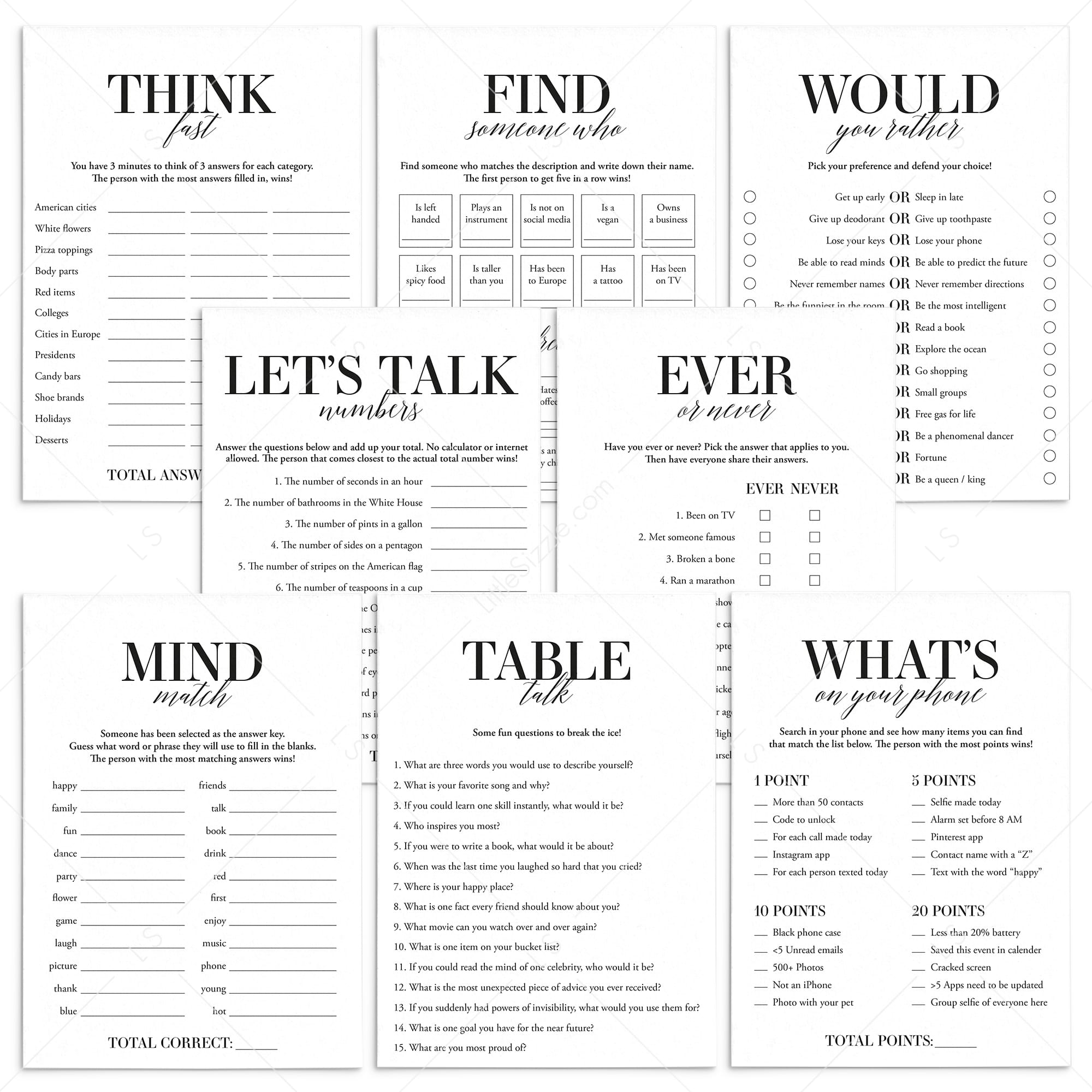 Icebreaker games printable conversation cards party starters â