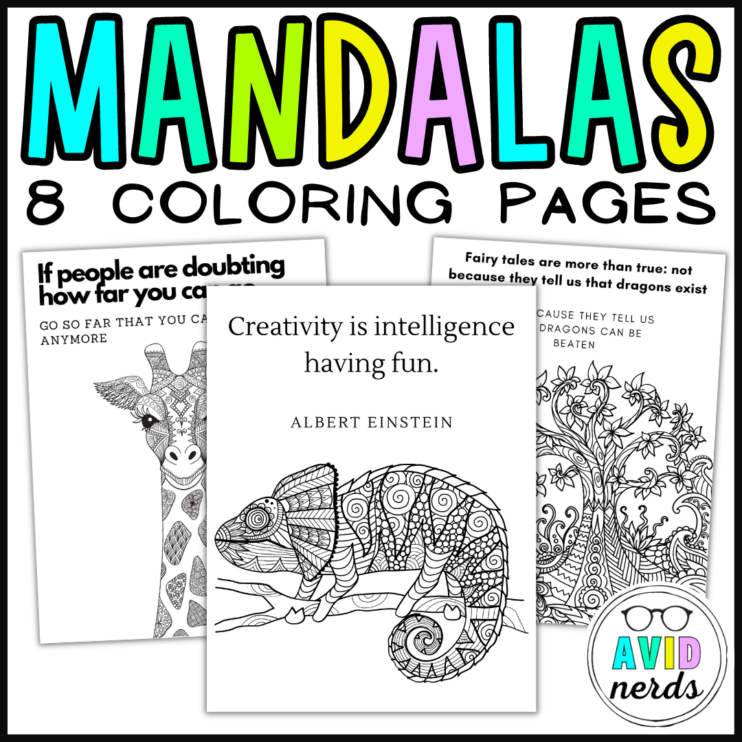 Avid mandala coloring pages with inspirational quotes for sel made by teachers