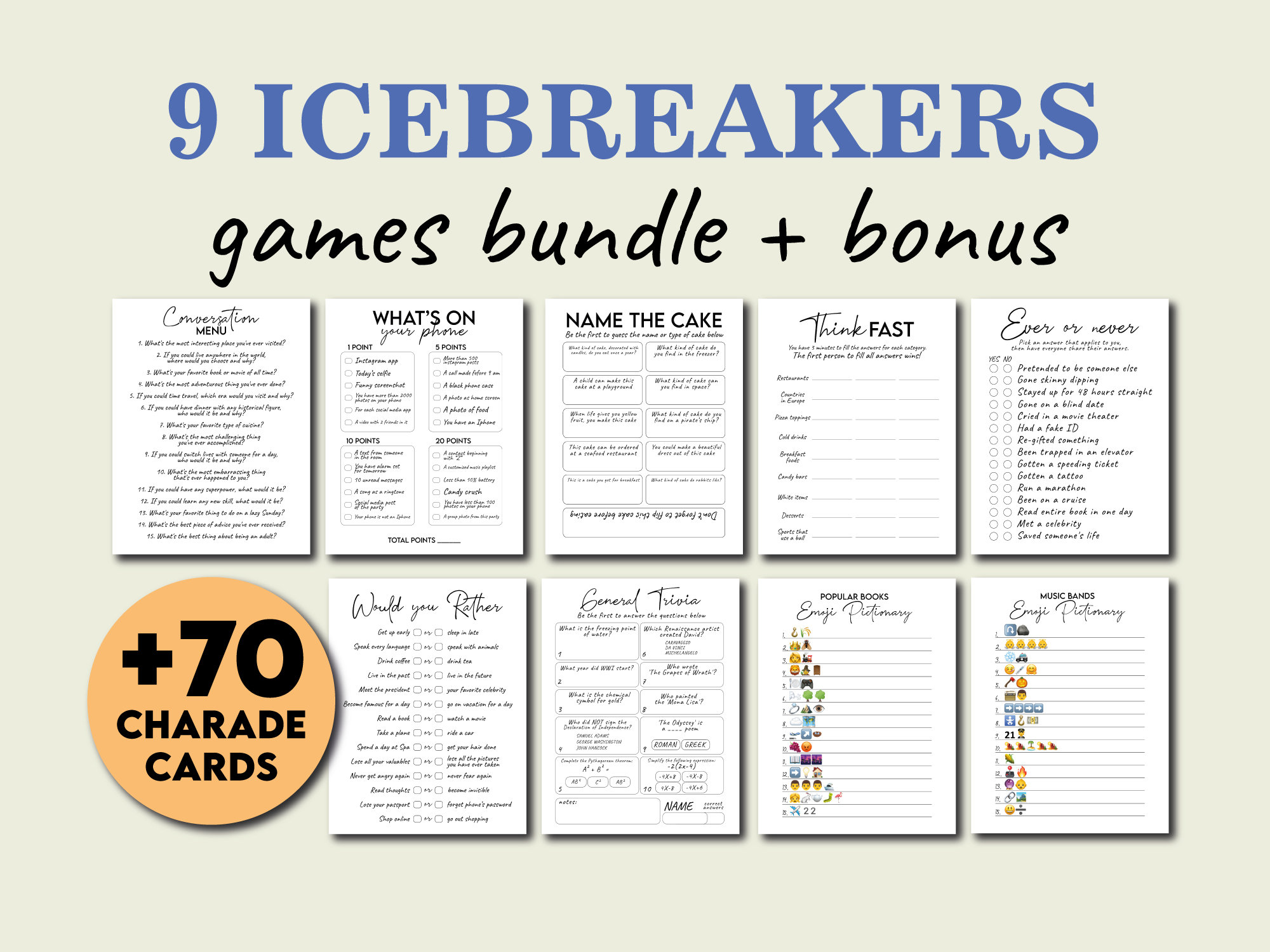 Fun icebreaker games printable icebreaker activities for adults ice breaker questions table talk conversation starters adult team games