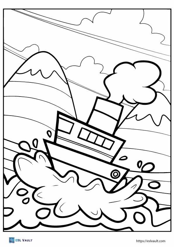 Free ship coloring pages